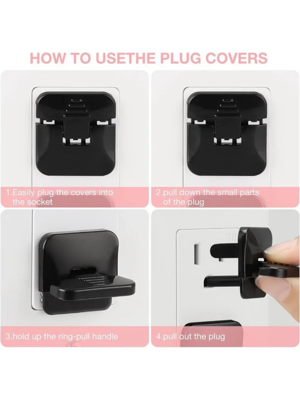 38-Pack Black Child Proof Outlet Covers - Safety Plug Protectors for Baby Safety